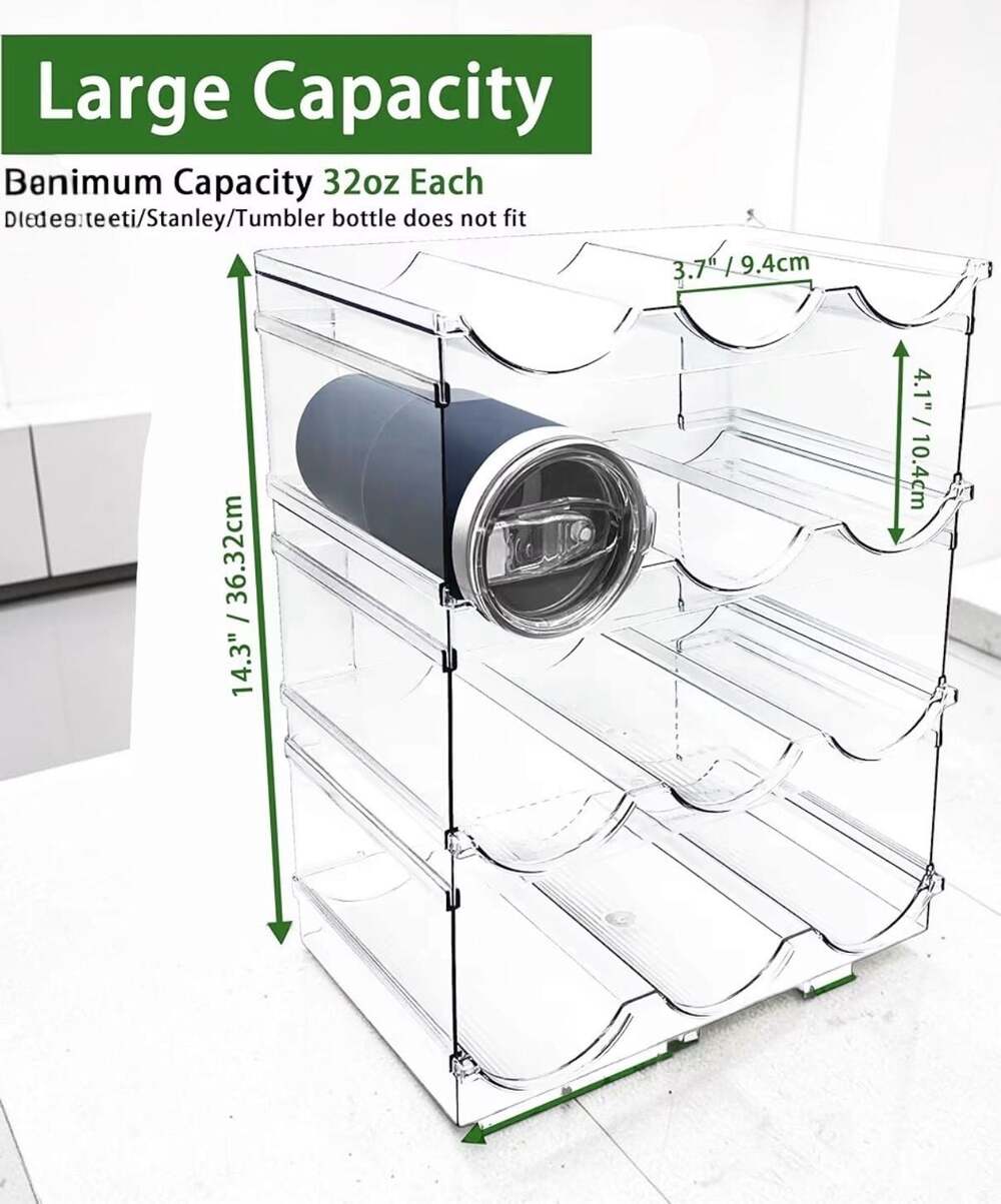 Spaclear 4-Tier Stackable Water Bottle Organizer for Kitchen Pantry Cabinet